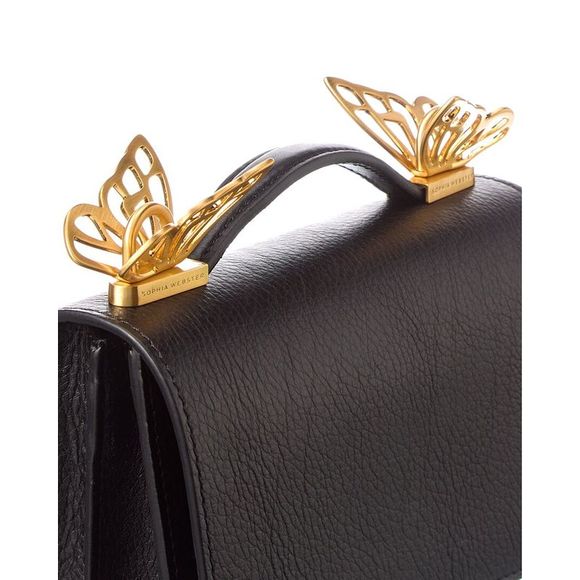 Sophia Webster Mariposa Mini Glitter Leather Shoulder Bag, Black - Picture 3 of 4